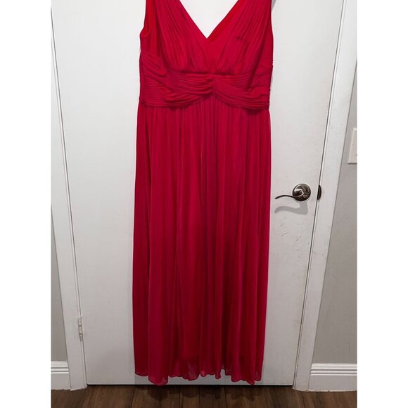 Alex Evenings Fuchsia Pleated V-Neck Sleeveless Gownt Dress Women Size 14W - Picture 3 of 7